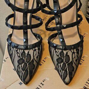 Black lace heels